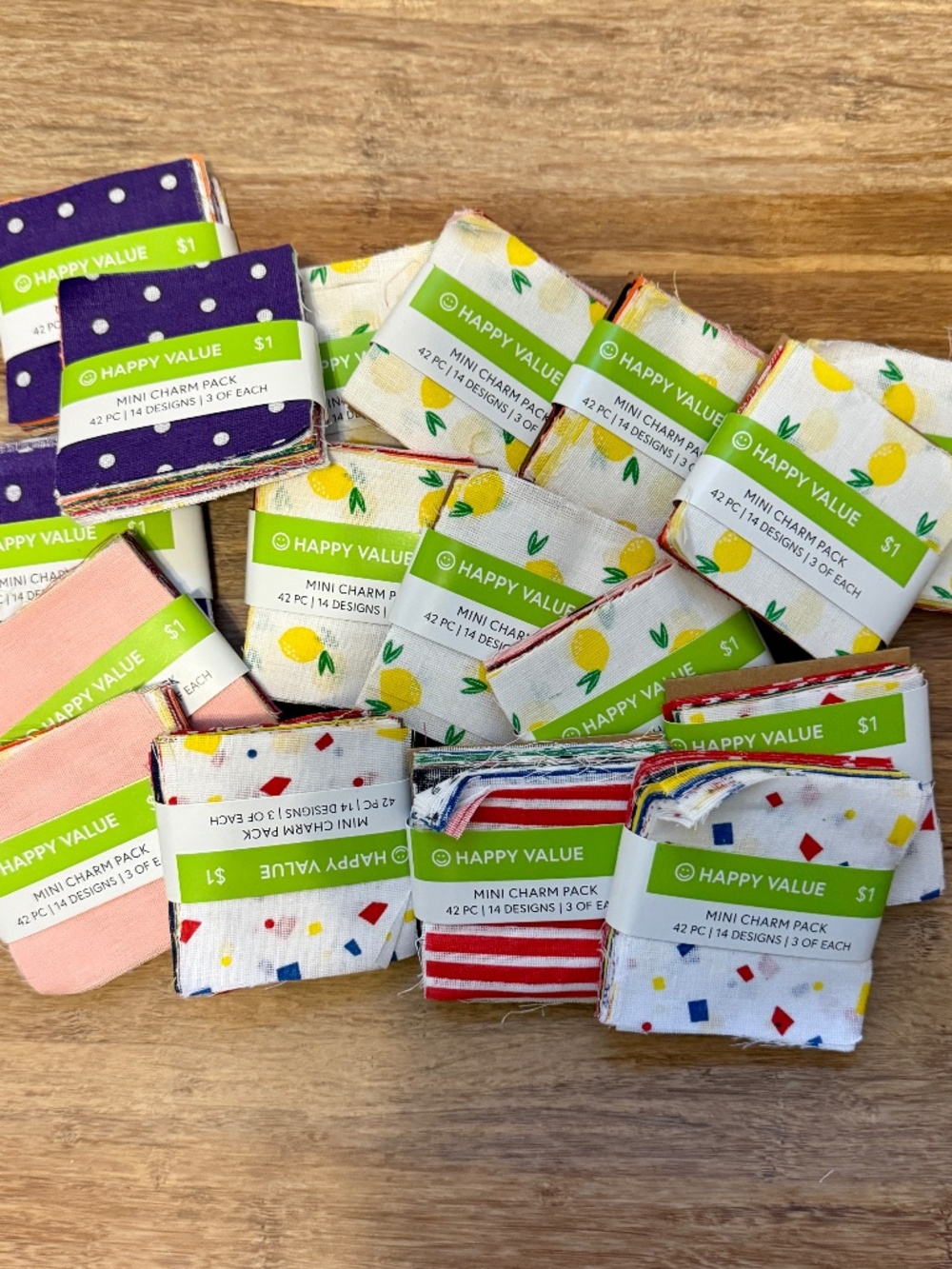 17 mini charm fabric squares packets